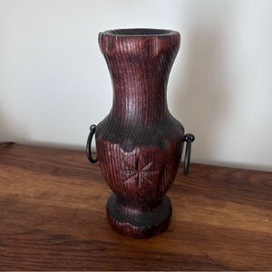 Hand carved Brown Wooden Vase made in Spain